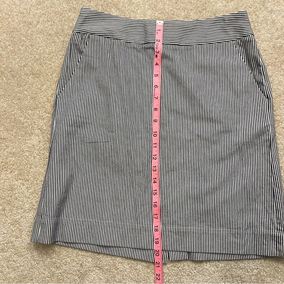 Talbots Skirt Womens 4 Blue White Stripes Cotton Blend Stretch Pockets A-Line - Picture 7 of 8